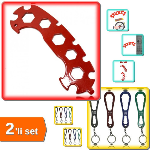 Bisiklet Tamir Anahtarı 15in1 + Anahtarlık 06-20mm 2’li Set Dayanıklı Kombo TRX9FQ