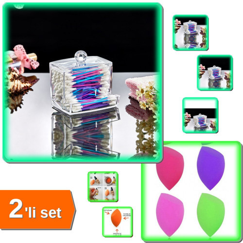 Kulak Çubuğu Organizeri + Mucize Makyaj Süngeri - Ürün - 2li Set E8P8Q5