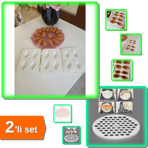 Pratik İçli Köfte - Dolgulu Kurabiye Yapma Aparatı 3 Parça + 61 Bölmeli Mantı Kalıbı - 2li Set D1C6X