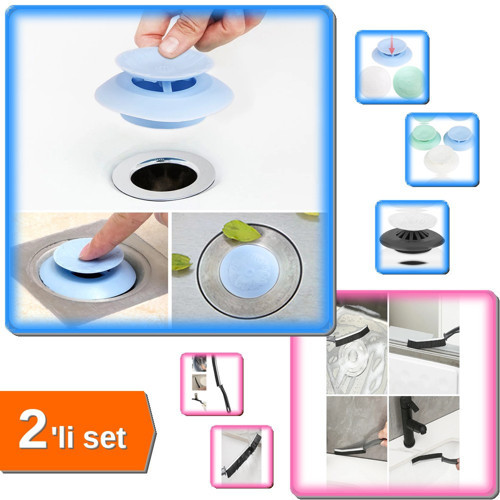 İnce Kıl Derz Fırçası + Lavabo Küvet Filtreli Tıkama Aparatı 2li Set M4R2V8
