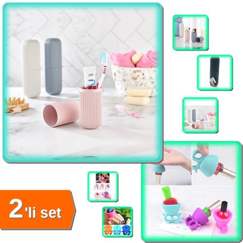 2 Adet Oje Tutucu + Makyaj Saklama Kutusu 2li Set - Pratik Kozmetik Düzenleyici XY7A9B