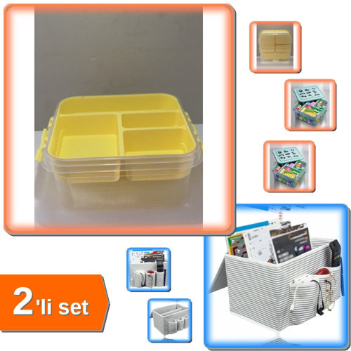Oyuncak Saklama Kutusu + Pratik Bölmeli Başucu Düzenleyici Organizer - 2li Set K5U0V4