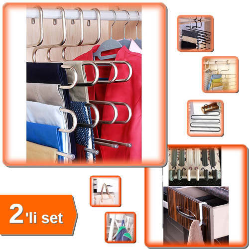 5 Katlı Pantolon Askısı + 6 Adet Çekmece Havlupan Askı Çok Amaçlı - 2li Set L4H9Q9