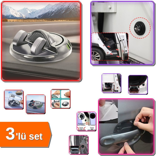 360° Araç Telefon Tutucu + Araba Kapı Darbe Ses Emici Pad + Kapı Kolu Koruyucu Film | L7H2QP (g6)