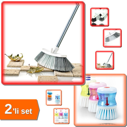 Maxi Oto Yıkama Fırçası + Deterjan Hazneli Bulaşık Fırçası - 2li Set CD789