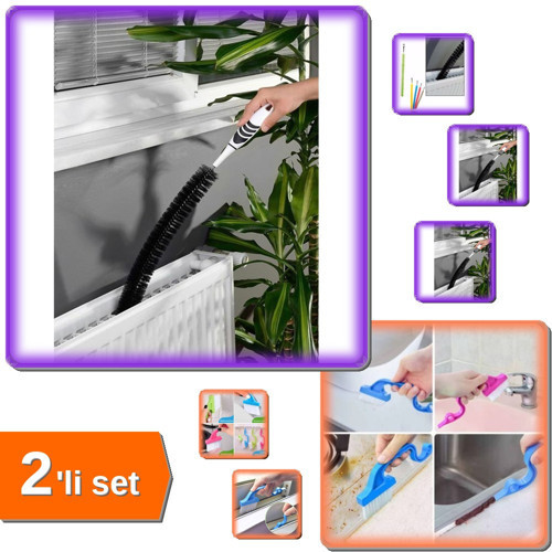 Petek Temizleme Fırçası + Kenar Temizleme Fırçası ve Kazıyıcı - 2li Set F8D6M8
