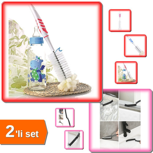 Biberon Temizleme Fırçası + Derz Temizleme Fırçası - 2li Set GHI789