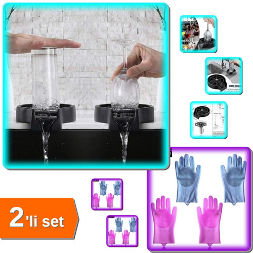Yüksek Basınçlı Otomatik Bardak Yıkama + Bulaşık Yıkama Eldiveni 1 Çift - 2li Set L0J7Z3
