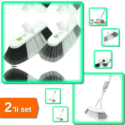 Battal Oto Temizlik Fırçası - Sapsız + Lavabo ve Küvet Temizleme Fırçası - 2li Set E3K6H8