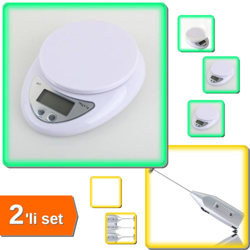 5Kg Kapasiteli LCD Mutfak Tartısı + Mini Mikser 2li Set PR4K8Z