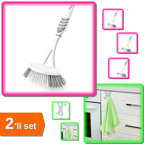 Lavabo Ve Küvet Dolap Temizleme Fırçası + Dolap Kapağı Çekmece Üstü Havlu Askısı - 2Li Set N8J9T3