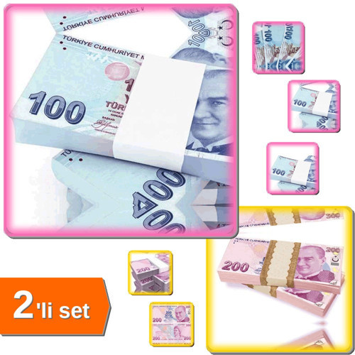Düğün Parası - Şaka Parası Seti - 100 Adet 100 TL + 100 Adet 200 TL | Eğlenceli Parti Parası KV7F3D