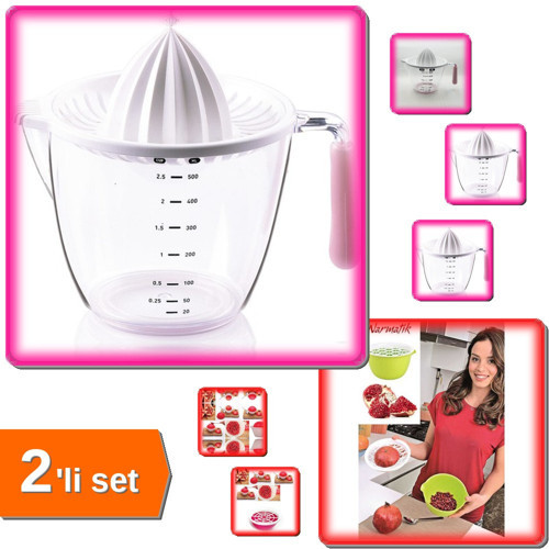 Narenciye Sıkacağı Ölçülü 1000 ML - Ölçme Kabı + Narmatik Pratik Nar Dökücü Seti - 2li Set Q7K4X1