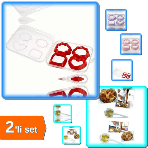 Kurabiye Kalıbı 4 Parça 8 Şekil - Saklama Kutulu - Muffin Kurabiye Şekillendirici 2li Set A3B8C5