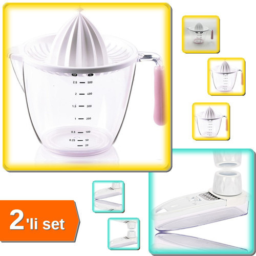 Sarımsak Rendesi Hazneli + Ölçülü Narenciye Sıkacağı - 2li Set GHI789