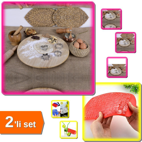 Kurabiye Kalıbı Metal Mini 4 Parça + 160 Bölmeli Mini Küp Silikon Buz Kalıbı Buzluk - 2li Set T4M9D5