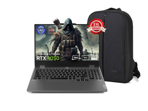 LOQ 15ARP9 83JC00E3TR FR174 AMD Ryzen 7-7435HS 12 GB DDR5 512 GB SSD RTX4050 6GB 105W 15.6" 144Hz FHD Yok (Free Dos) Gaming Laptop + Çanta