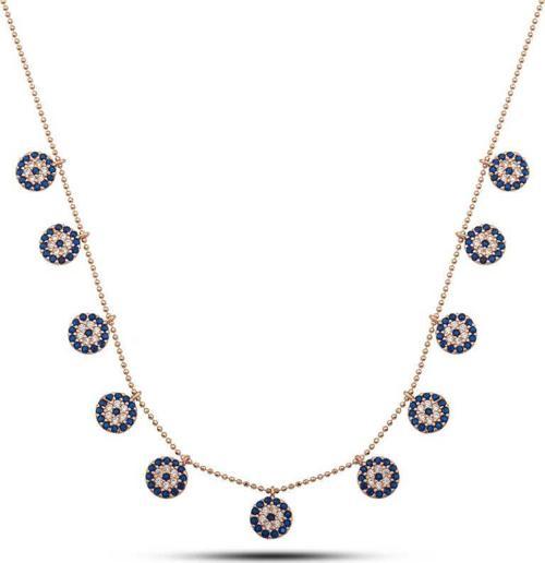 925 Ayar Gümüş Rose Nazarlı Şans Kadın Kolye