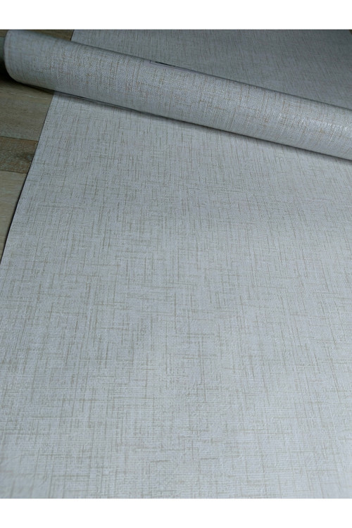 Beyaz Üzerine Krem Kırçıllı Kendinden Desenli Silinebilir Sade Duvar Kağıdı 5 M²