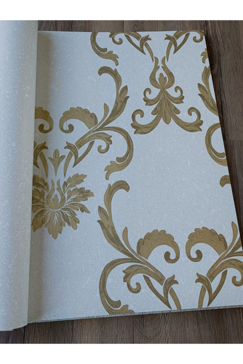 Damadı Desenli Parlak Gold Silinebilir Duvar Kağıdı