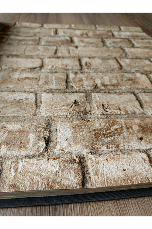 3 Boyutlu Krem Taş Desen Hava Alabilen Silinebilir Duvar Kağıdı 5 M²