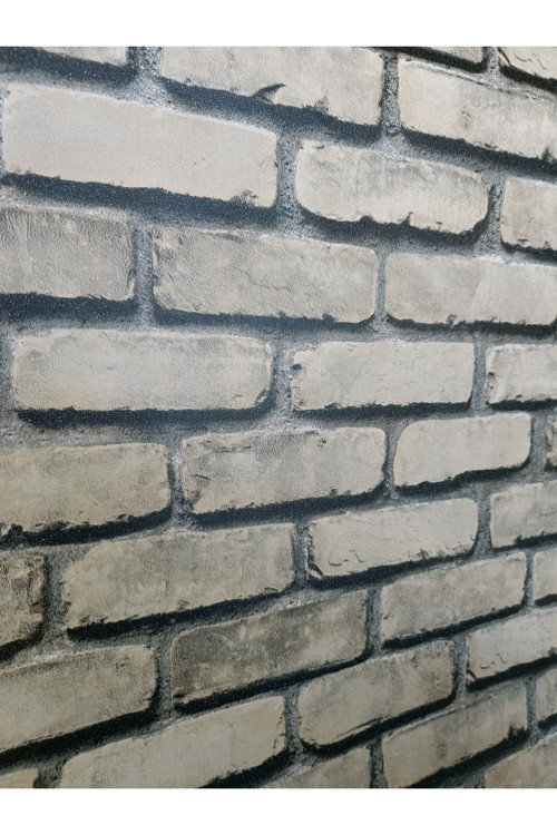3 Boyutlu Krem Taş Desenli Hava Alabilen Silinebilir Duvar Kağıdı 5 M²(En: 53 cm Boy: 10 metre)