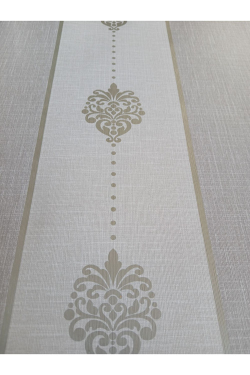 Gri Çizgili Gümüş Damask Silinebilir Duvar Kağıdı 5m2