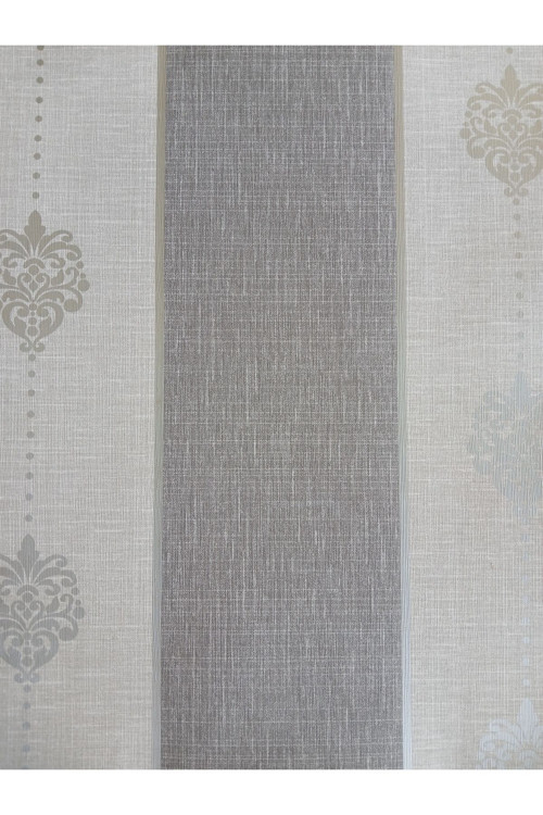 Gri Çizgili Gümüş Damask Silinebilir Duvar Kağıdı 5m2
