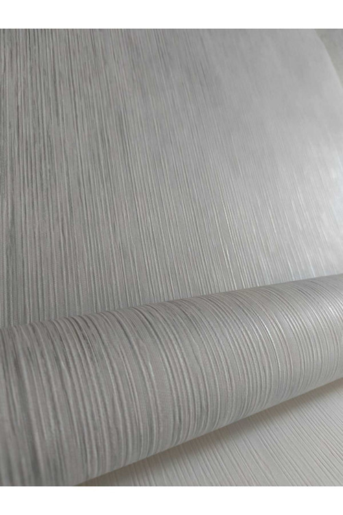 Parlak Gümüş Detaylı Kabartmalı Hava Alabilen Silinebilir Sade Duvar Kağıdı 5 M²