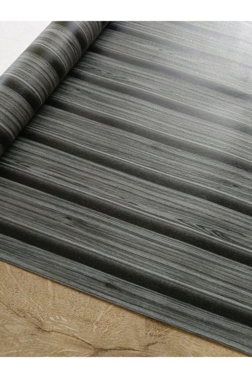 Siyah Gri 3D Çıta Desenli Hava Alabilen Silinebilir Duvar Kağıdı 16 M²