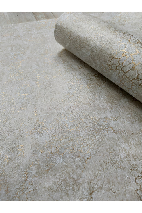 Krem Üzerine Gold Çatlak Efektli Silinebilir Hafif Kabartmalı Duvar Kağıdı 5 M²