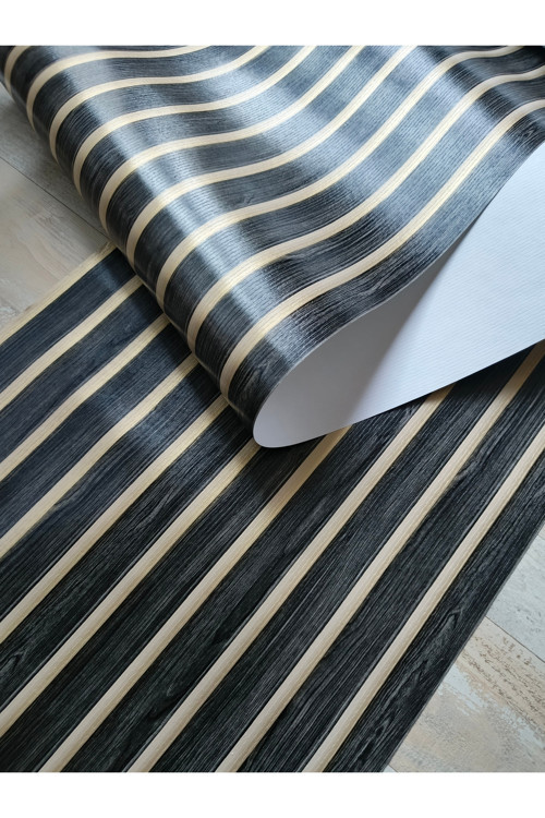 Lambri Görünümlü Siyah Gold Hafif Kabartmalı Silinebilir 3D Duvar Kağıdı 5 M²