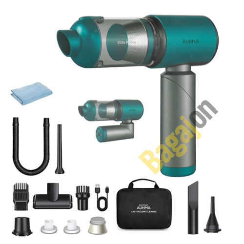 Auhma Ahv-27 Araç Içi Süpürge 20.000PA Güçlü Vakum ve Üfleme Özelliği 7800Mah Batarya Taşınabilir Katlanır Turkuaz