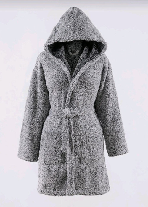 Kapşonlu welsoft unisex peluş bornoz sabahlık L