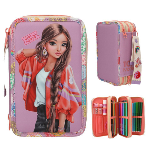 TOPModel 3 Katlı İçi Dolu Kalem Çantası Girl Power 413283
