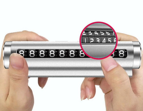 Lüx Gümüş Renk Torpido Üstü Park Numaratörü Silindir Tasarım Araç İçi Telefon Numarası