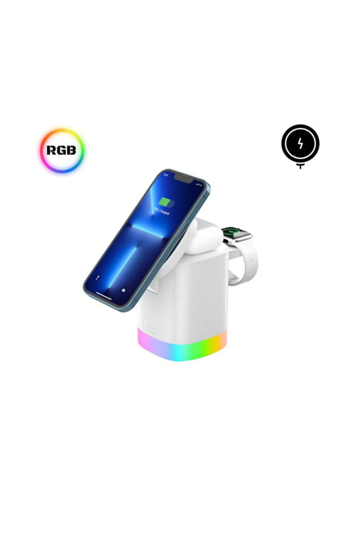 Lobo 15W 3İn1 Kablosuz Şarj Standı Aircharger Quattro Magsafe Iphone+Applewatch+Airpods Şarj