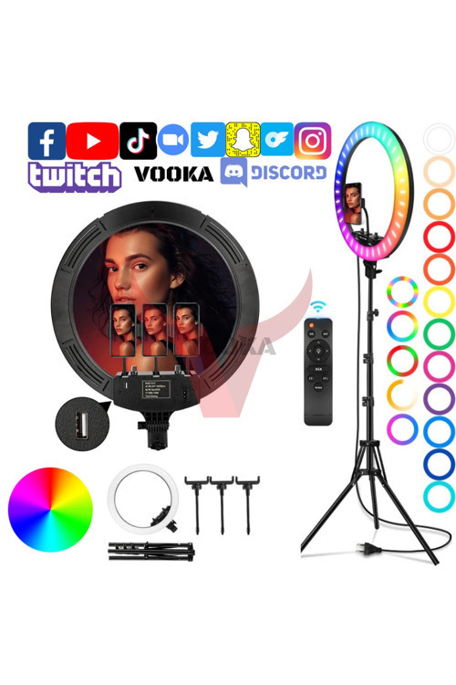 Vilya 45Cm Megalüx Döküm Ayaklı Profesyonel Kuaför Makyaj Çekimleri 18Inç 460 Led Ring Lıght