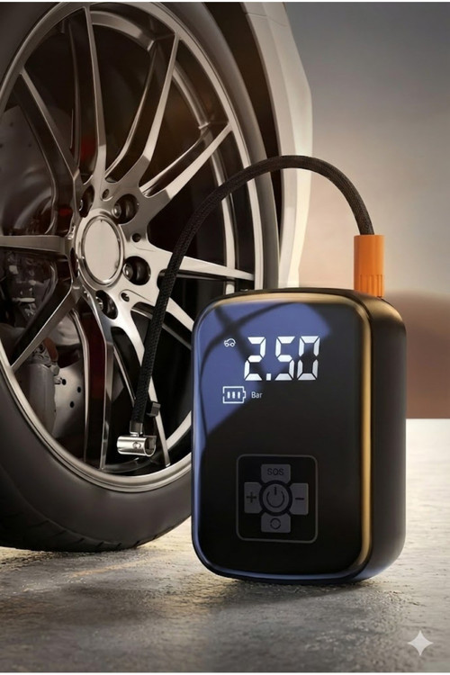 Büro Ev Ofis Kamp Keyfi için Şarjlı Taşınır Led Ekranlı Araç Lastik Hava Kompresör Pompası