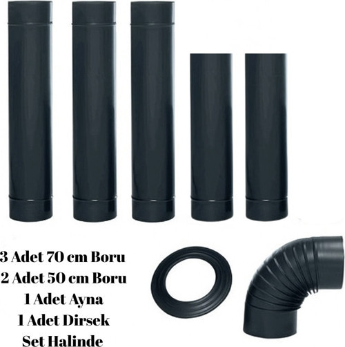 Siyah Mat Soba Borusu -Dirsek Mat Siyah Soba Borusu