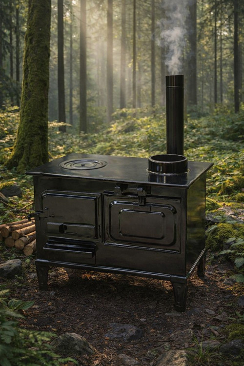 Fırınlı Karavan Kamp Sobası | Odun Uyumlu | Taşınabilir Mini Soba