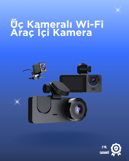 tekno Gelişmiş G-Sensörlü Üçlü Araç Kamerası – 5” LCD Ekran ve Hareket Algılama 2026