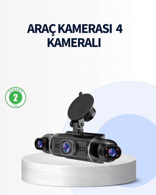 tekno 4 Kameralı Araç İçi Kamera 1080P GPS Takip WiFi Gece Görüşlü 2026