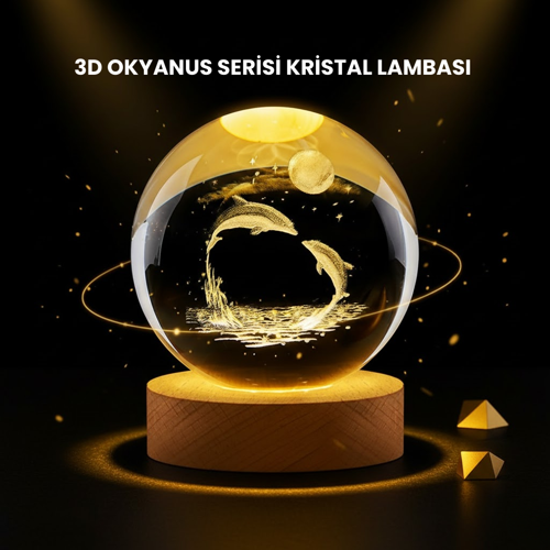tekno LED Işıklı Yunus Küre Ahşap Standlı Modern Dekoratif Aksesuar 2026