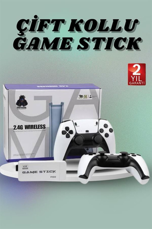 tekno Çift Oyun Kollu 4K HD Ekran Nostaljik 20.000 Oyunlu Beyaz Game Stick 2026
