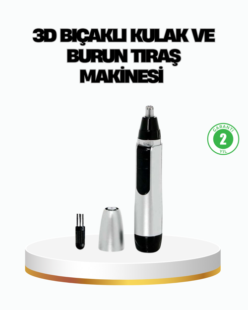 tekno 3D Bıçaklı Burun ve Kulak Tıraş Makinesi Pil ile Çalışan Taşınabilir Model 2026