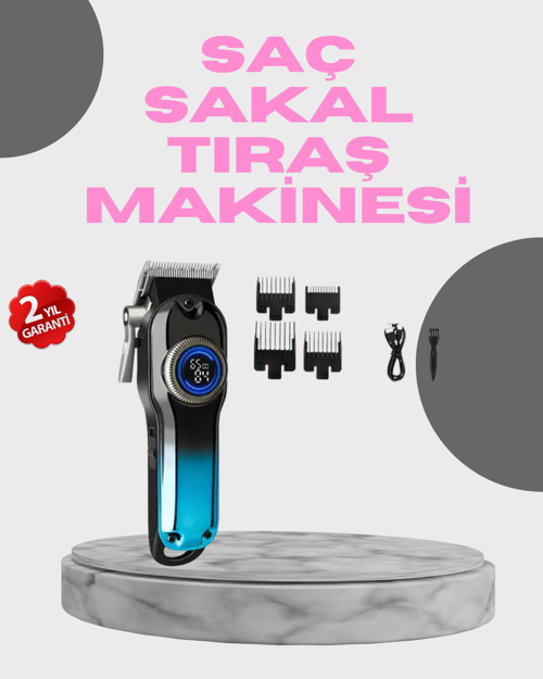 tekno Profesyonel Saç Kesme Makinesi – 2000 mAh Şarjlı, LCD Ekranlı 2026
