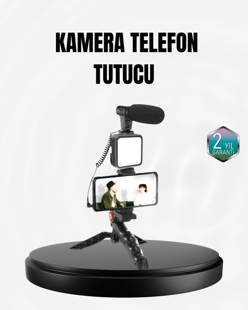 tekno Profesyonel Vlog Çekim Kiti LED Işıklı Tripod Mikrofonlu Telefon Seti 2026