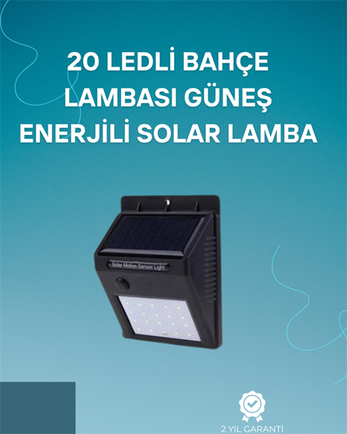 tekno Hareket Sensörlü Solar Lamba | 120° Algılama Açısı, 3-4 Metre Mesafe, Suya Dayanıklı