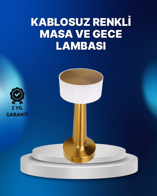 tekno Kablosuz Dokunmatik Masa Lambası – Şık Modern Metal Gövde, USB Şarjlı 2026